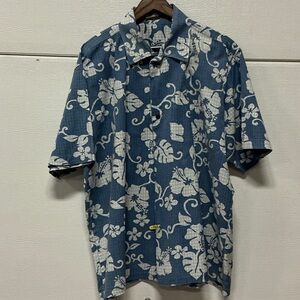 Men's Blue Floral Short-Sleeve Button-Down Shirt